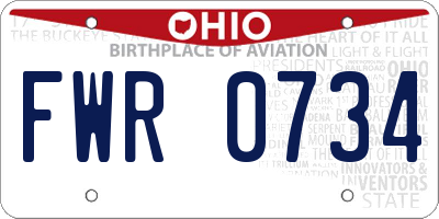 OH license plate FWR0734