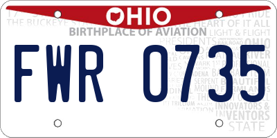 OH license plate FWR0735
