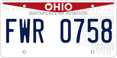 OH license plate FWR0758