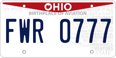 OH license plate FWR0777