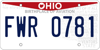 OH license plate FWR0781