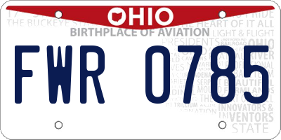 OH license plate FWR0785