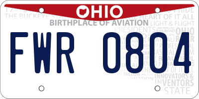 OH license plate FWR0804