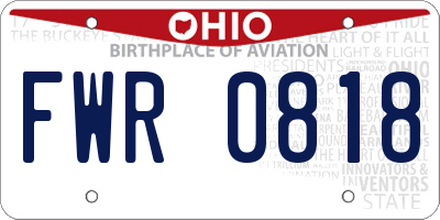 OH license plate FWR0818