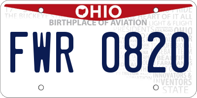 OH license plate FWR0820