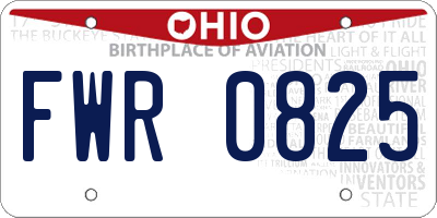 OH license plate FWR0825