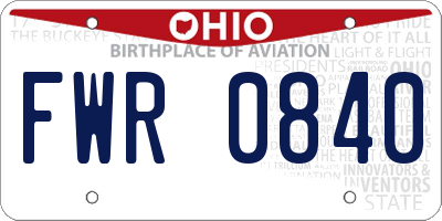 OH license plate FWR0840