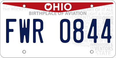 OH license plate FWR0844