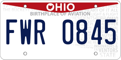 OH license plate FWR0845