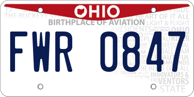 OH license plate FWR0847