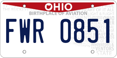 OH license plate FWR0851