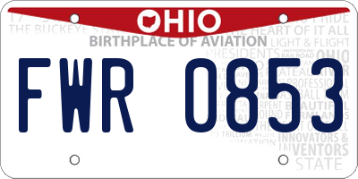 OH license plate FWR0853