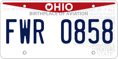 OH license plate FWR0858