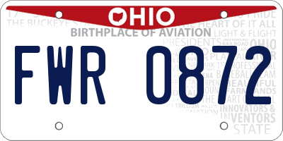 OH license plate FWR0872