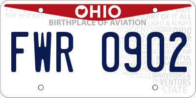 OH license plate FWR0902