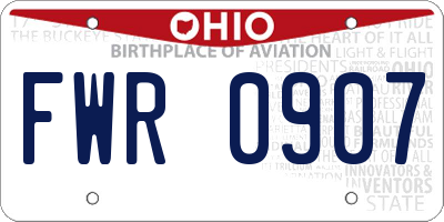 OH license plate FWR0907