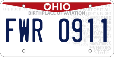 OH license plate FWR0911