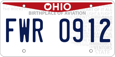 OH license plate FWR0912