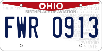 OH license plate FWR0913