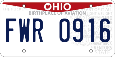 OH license plate FWR0916