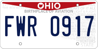 OH license plate FWR0917