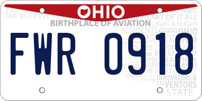 OH license plate FWR0918
