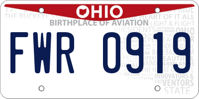 OH license plate FWR0919