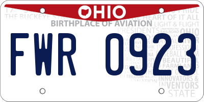 OH license plate FWR0923
