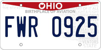 OH license plate FWR0925