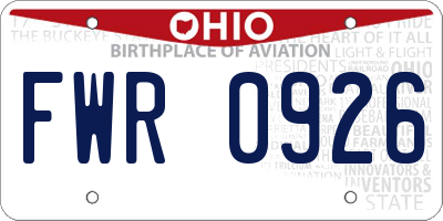 OH license plate FWR0926