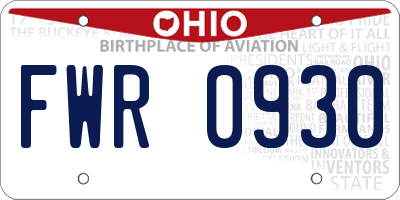 OH license plate FWR0930