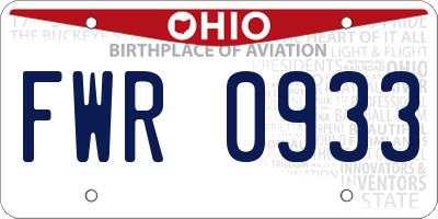 OH license plate FWR0933