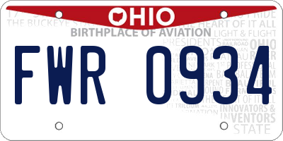 OH license plate FWR0934