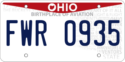 OH license plate FWR0935