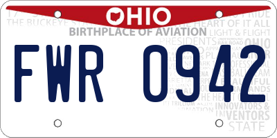 OH license plate FWR0942