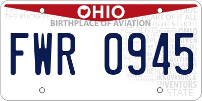 OH license plate FWR0945