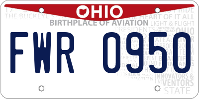 OH license plate FWR0950
