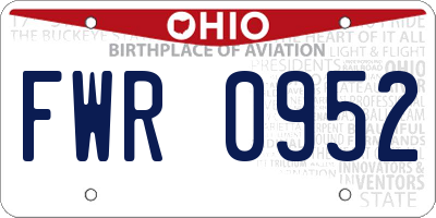 OH license plate FWR0952