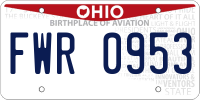 OH license plate FWR0953