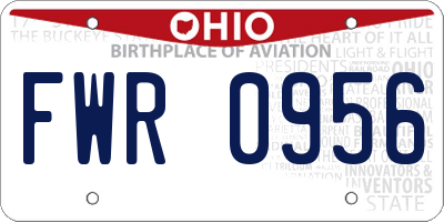OH license plate FWR0956