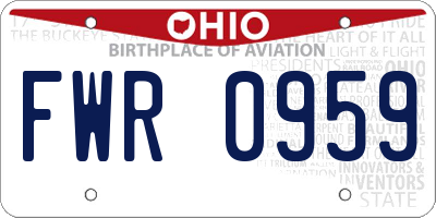 OH license plate FWR0959