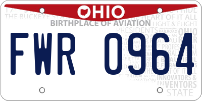 OH license plate FWR0964
