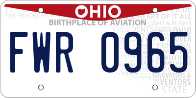 OH license plate FWR0965