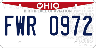 OH license plate FWR0972
