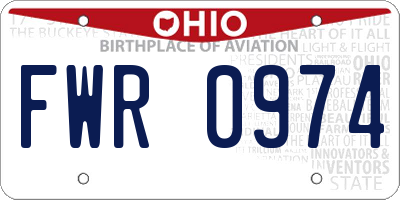 OH license plate FWR0974
