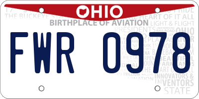 OH license plate FWR0978