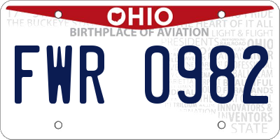 OH license plate FWR0982