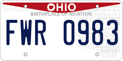 OH license plate FWR0983