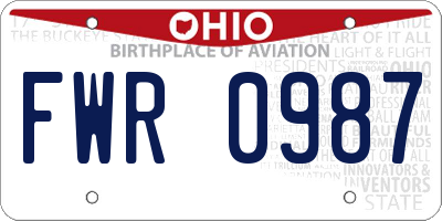 OH license plate FWR0987