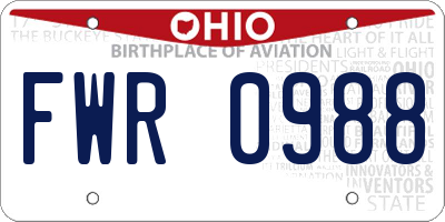 OH license plate FWR0988